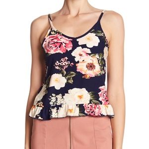 3/$70 item! Planet Gold Peplum Hem Floral Top